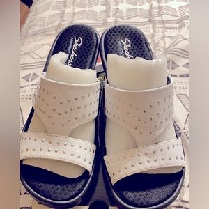 Sketchers White Studded Sandal